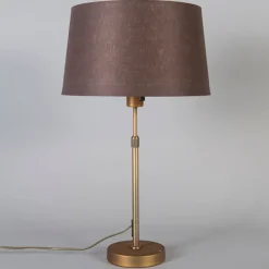 QAZQA Tischlampen|Wohnzimmerlampen*Tischlampe Bronze mit Schirm braun 35 cm verstellbar - Parte
