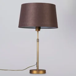 QAZQA Tischlampen|Wohnzimmerlampen*Tischlampe Bronze mit Schirm braun 35 cm verstellbar - Parte