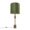 QAZQA Tischlampen|Wohnzimmerlampen*Tischlampe Bronze Veloursschirm grün 40 cm - Diverso