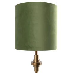 QAZQA Tischlampen|Wohnzimmerlampen*Tischlampe Bronze Veloursschirm grün 40 cm - Diverso
