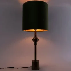 QAZQA Tischlampen|Wohnzimmerlampen*Tischlampe Bronze Veloursschirm grün 40 cm - Diverso