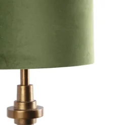 QAZQA Tischlampen|Wohnzimmerlampen*Tischlampe Bronze Veloursschirm grün 40 cm - Diverso
