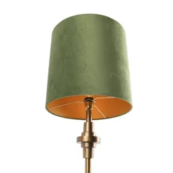 QAZQA Tischlampen|Wohnzimmerlampen*Tischlampe Bronze Veloursschirm grün 40 cm - Diverso
