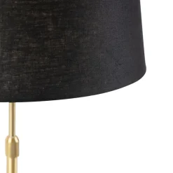 QAZQA Tischlampen|Wohnzimmerlampen*Tischlampe Gold / Messing mit Leinenschirm schwarz 35 cm - Parte