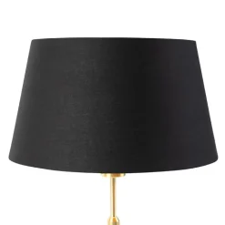 QAZQA Tischlampen|Wohnzimmerlampen*Tischlampe Gold / Messing mit Schirm schwarz mit Gold 32 cm - Parte