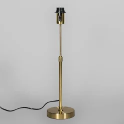 QAZQA Tischlampen|Wohnzimmerlampen*Tischlampe Gold / Messing mit Lampenschirm weiß 25 cm verstellbar - Parte