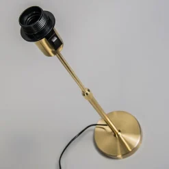 QAZQA Tischlampen|Wohnzimmerlampen*Tischlampe Gold / Messing mit Lampenschirm weiß 25 cm verstellbar - Parte