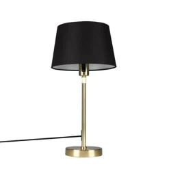 QAZQA Tischlampen|Wohnzimmerlampen*Tischlampe Gold / Messing mit Schirm schwarz 25 cm verstellbar - Parte