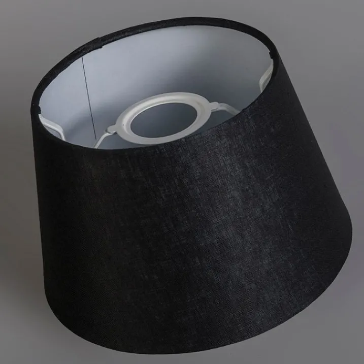 QAZQA Tischlampen|Wohnzimmerlampen*Tischlampe Gold / Messing mit Schirm schwarz 25 cm verstellbar - Parte