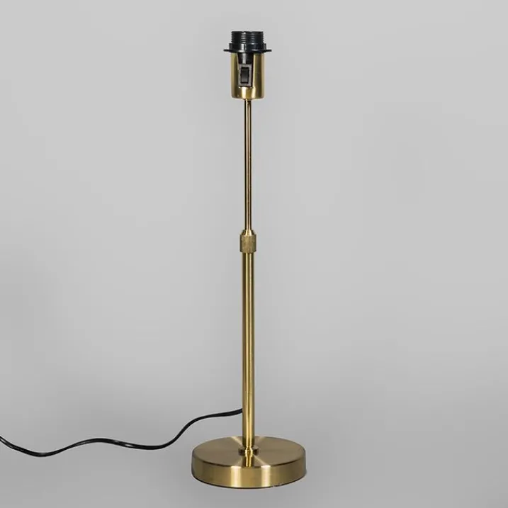 QAZQA Tischlampen|Wohnzimmerlampen*Tischlampe Gold / Messing mit Schirm schwarz 25 cm verstellbar - Parte