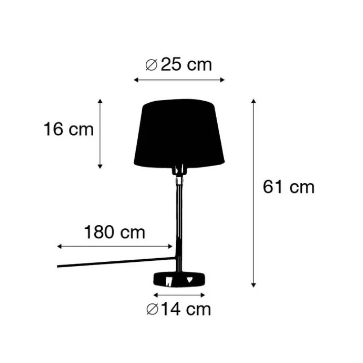 QAZQA Tischlampen|Wohnzimmerlampen*Tischlampe Gold / Messing mit Schirm schwarz 25 cm verstellbar - Parte