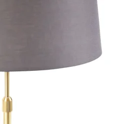 QAZQA Tischlampen|Wohnzimmerlampen*Tischlampe Gold / Messing mit Leinenschirm grau 35 cm - Parte