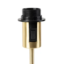 QAZQA Tischlampen|Wohnzimmerlampen*Tischlampe Gold / Messing mit Leinenschirm grau 35 cm - Parte