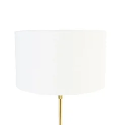 QAZQA Tischlampen|Wohnzimmerlampen*Tischlampe gold verstellbar mit Schirm weiß 35 cm - Parte