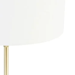 QAZQA Tischlampen|Wohnzimmerlampen*Tischlampe gold verstellbar mit Schirm weiß 35 cm - Parte
