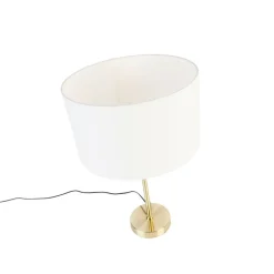QAZQA Tischlampen|Wohnzimmerlampen*Tischlampe gold verstellbar mit Schirm weiß 35 cm - Parte