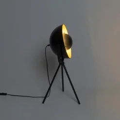 QAZQA Tischlampen|Wohnzimmerlampen*Tischlampe schwarz mit Gold 63,3 cm Stativ verstellbar - Magnax