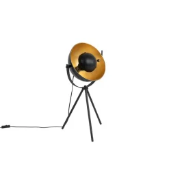 QAZQA Tischlampen|Wohnzimmerlampen*Tischlampe schwarz mit Gold 63,3 cm Stativ verstellbar - Magnax