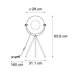 QAZQA Tischlampen|Wohnzimmerlampen*Tischlampe schwarz mit Gold 63,3 cm Stativ verstellbar - Magnax