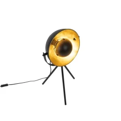 QAZQA Tischlampen|Wohnzimmerlampen*Tischlampe schwarz mit Gold 63,3 cm Stativ verstellbar - Magnax