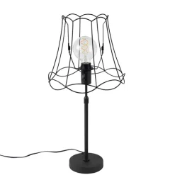 QAZQA Tischlampen|Wohnzimmerlampen*Tischlampe schwarz mit Granny Frame 30 cm verstellbar - Parte