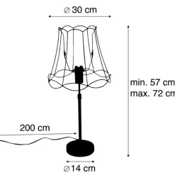 QAZQA Tischlampen|Wohnzimmerlampen*Tischlampe schwarz mit Granny Frame 30 cm verstellbar - Parte