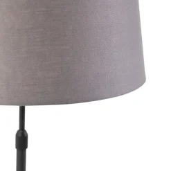 QAZQA Tischlampen|Wohnzimmerlampen*Tischlampe schwarz mit Leinenschirm grau 35 cm verstellbar - Parte