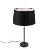 QAZQA Tischlampen|Wohnzimmerlampen*Tischlampe schwarz mit Leinenschirm schwarz 35 cm verstellbar - Parte