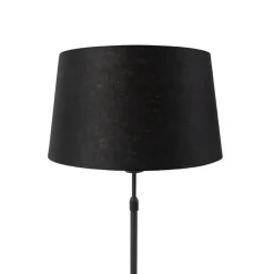 QAZQA Tischlampen|Wohnzimmerlampen*Tischlampe schwarz mit Leinenschirm schwarz 35 cm verstellbar - Parte
