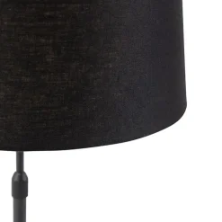 QAZQA Tischlampen|Wohnzimmerlampen*Tischlampe schwarz mit Leinenschirm schwarz 35 cm verstellbar - Parte