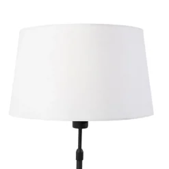QAZQA Tischlampen|Wohnzimmerlampen*Tischlampe schwarz mit Leinenschirm weiß 35 cm verstellbar - Parte