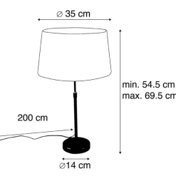 QAZQA Tischlampen|Wohnzimmerlampen*Tischlampe schwarz mit Leinenschirm taupe 35 cm verstellbar - Parte