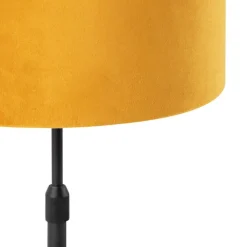 QAZQA Tischlampen|Wohnzimmerlampen*Tischlampe schwarz mit Veloursschirm gelb mit Gold 25 cm - Parte