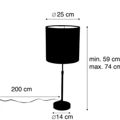 QAZQA Tischlampen|Wohnzimmerlampen*Tischlampe schwarz mit Veloursschirm gelb mit Gold 25 cm - Parte