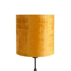 QAZQA Tischlampen|Wohnzimmerlampen*Tischlampe schwarz Samtschirm Gold 25 cm verstellbar - Parte