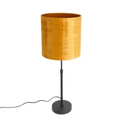 QAZQA Tischlampen|Wohnzimmerlampen*Tischlampe schwarz Samtschirm Gold 25 cm verstellbar - Parte