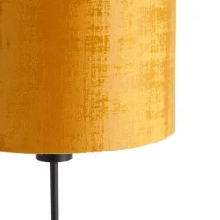 QAZQA Tischlampen|Wohnzimmerlampen*Tischlampe schwarz Samtschirm Gold 25 cm verstellbar - Parte