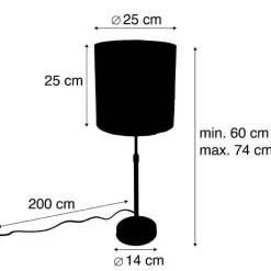 QAZQA Tischlampen|Wohnzimmerlampen*Tischlampe schwarz Samtschirm Gold 25 cm verstellbar - Parte