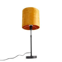 QAZQA Tischlampen|Wohnzimmerlampen*Tischlampe schwarz Samtschirm Gold 25 cm verstellbar - Parte