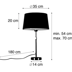QAZQA Tischlampen|Wohnzimmerlampen*Tischlampe weiß mit Schirm schwarz 35 cm verstellbar - Parte