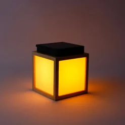 Newgarden Gartenbeleuchtung|Led-Außenleuchten*Tischleuchte aus Bambus mit Flammeneffekt inkl. LED IP44 Solar Wiederaufladbar - Vega