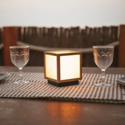 Newgarden Gartenbeleuchtung|Led-Außenleuchten*Tischleuchte aus Bambus mit Flammeneffekt inkl. LED IP44 Solar Wiederaufladbar - Vega