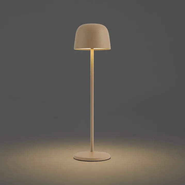 QAZQA Led-Außenleuchten|Akkulampen Outdoor*Tischleuchte Beige inkl. LED Wiederaufladbar mit Ladestation IP65 - Raika