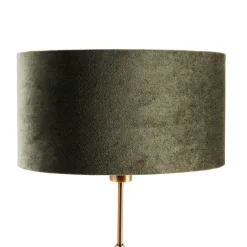 QAZQA Tischlampen|Wohnzimmerlampen*Tischleuchte Bronze mit ovalem Samtschirm Grün 35cm - Parte