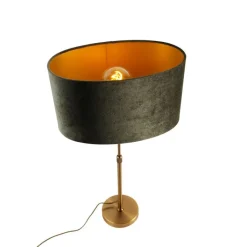 QAZQA Tischlampen|Wohnzimmerlampen*Tischleuchte Bronze mit ovalem Samtschirm Grün 35cm - Parte