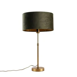 QAZQA Tischlampen|Wohnzimmerlampen*Tischleuchte Bronze mit ovalem Samtschirm Grün 35cm - Parte