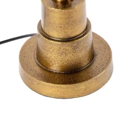 QAZQA Tischlampen|Wohnzimmerlampen*Tischleuchte Bronze mit Samtlampenschirm Blattdesign und goldener Innenseite - Pisos