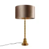 QAZQA Tischlampen|Wohnzimmerlampen*Tischleuchte Bronze mit Samtschirm Taupe 35cm - Pisos