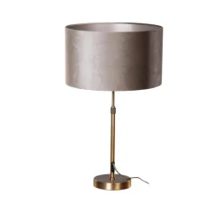 QAZQA Tischlampen|Wohnzimmerlampen*Tischleuchte Bronze mit taupefarbenem Samt-Schirm 35cm - Parte