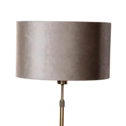 QAZQA Tischlampen|Wohnzimmerlampen*Tischleuchte Bronze mit taupefarbenem Samt-Schirm 35cm - Parte